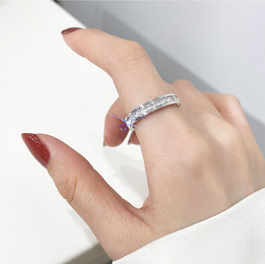 Stackable stainless Steel cubic zirconia band