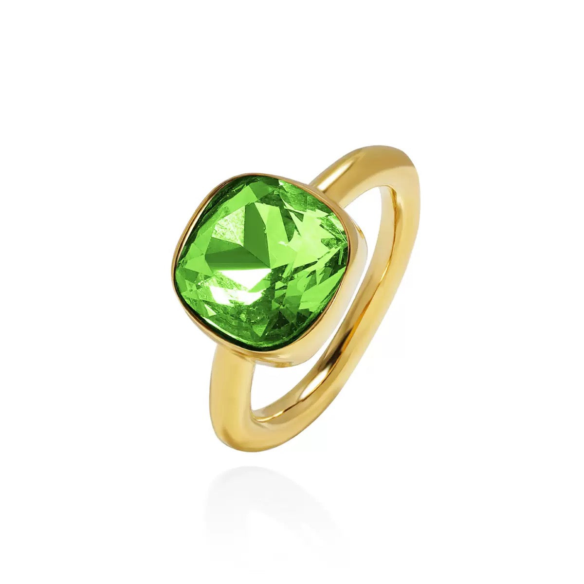 Cushion crystal bezel set ring