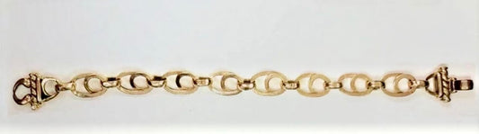 Custom make 18k yellow gold oval and round flat open link bracelet