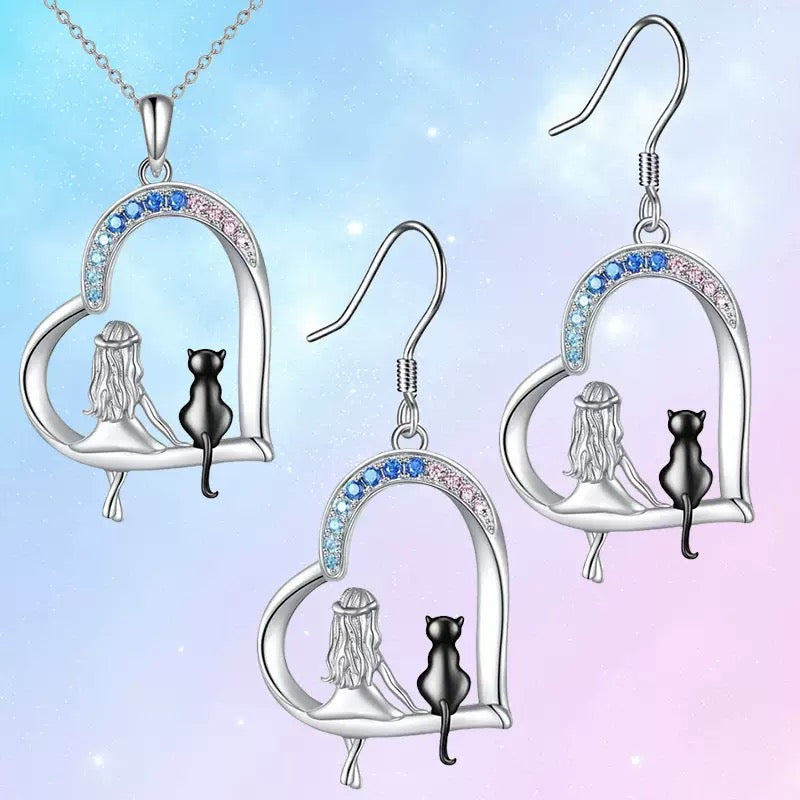 Lady and dog , man and dog , lady and cat stainless steel chain , earrings , pendants .