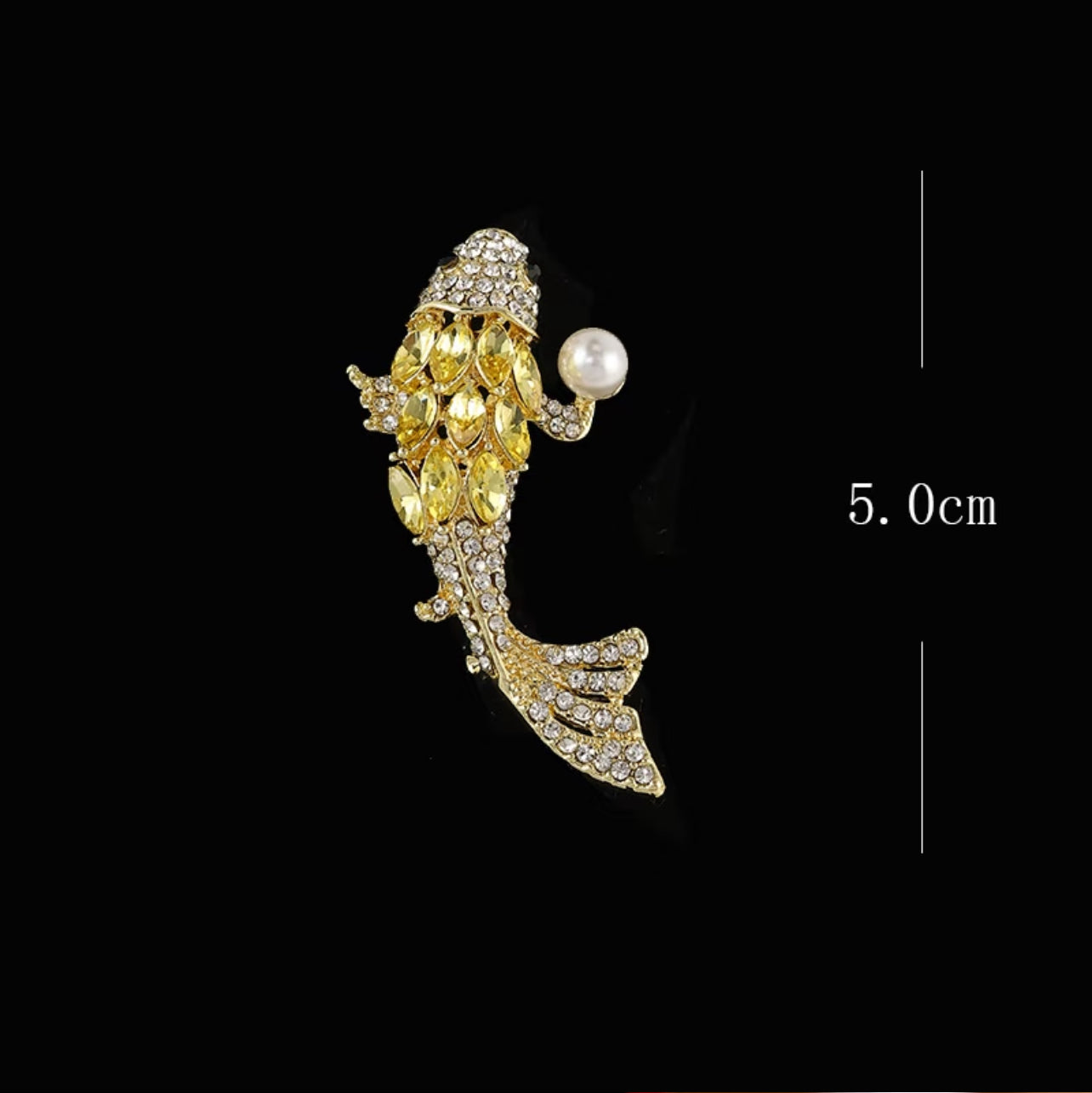 Elegant Gold Fish Brooch with Pearl Accent