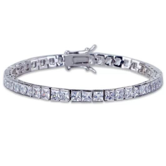 Square cut cubic zirconia tennis bracelet