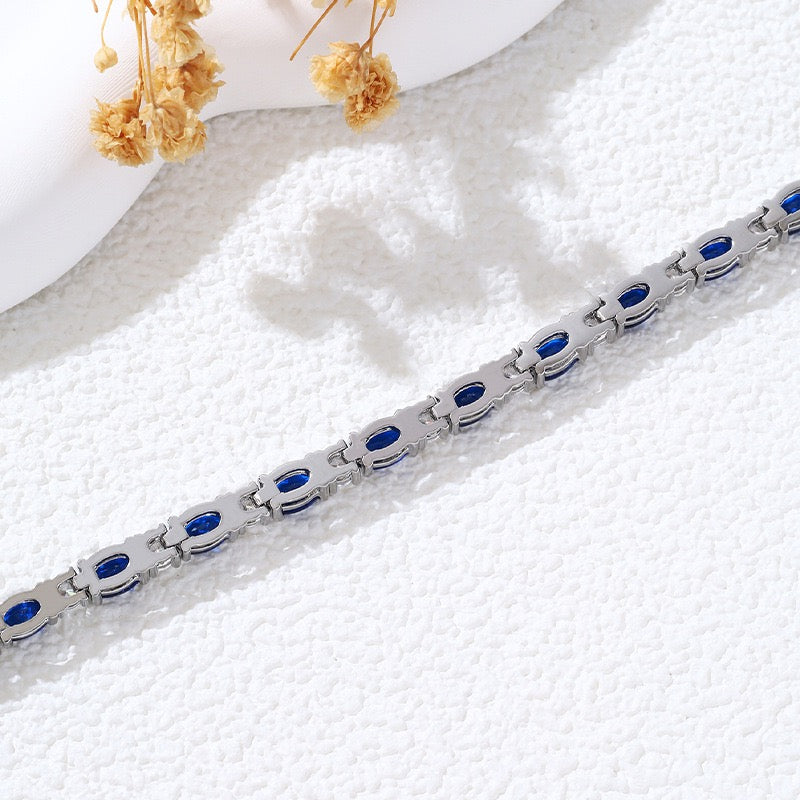 Oval cubic zirconia tennis bracelet