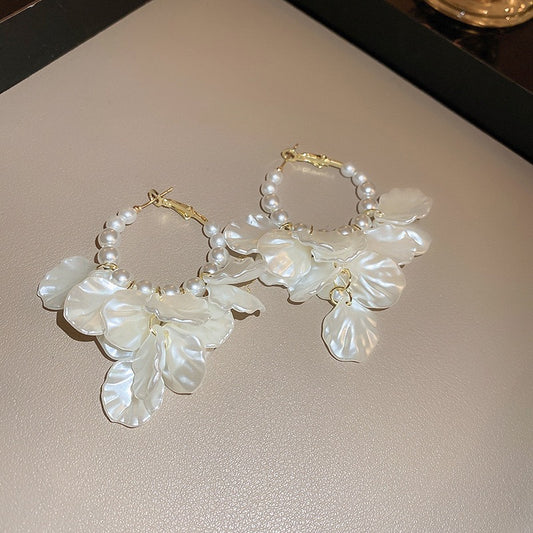 White acrylic pedal drop earrings