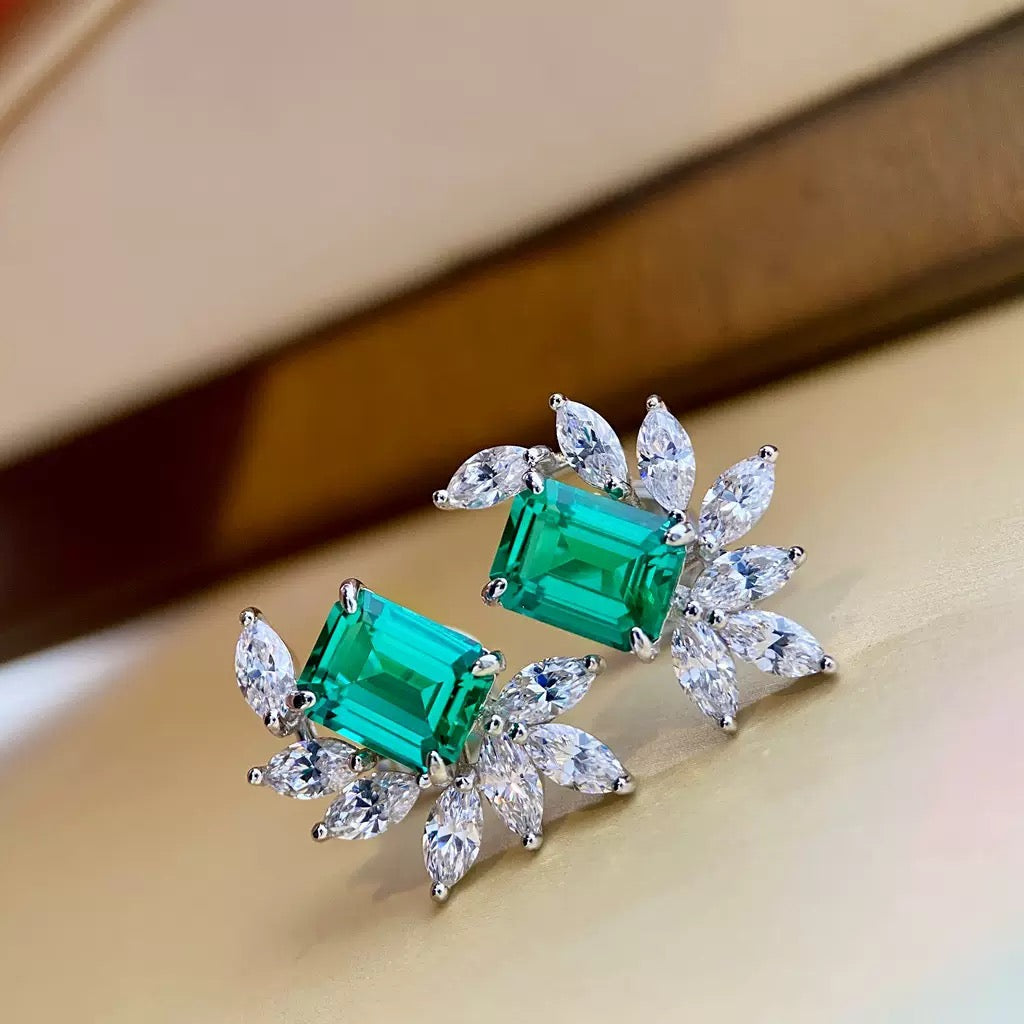 Simulant Emerald, Pink, Citrine Earring Studs