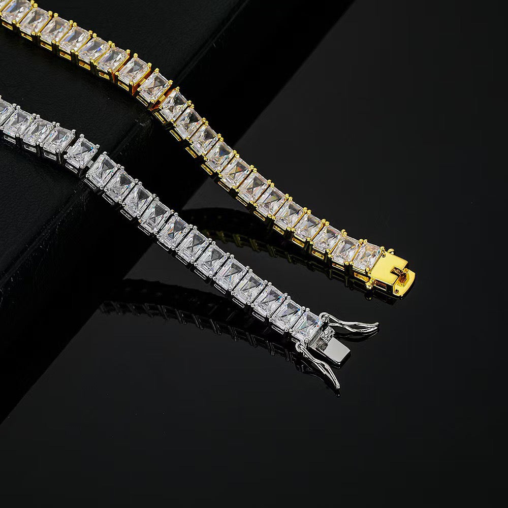 Square princess cut cubic zirconia tennis bracelet