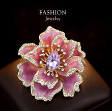 Load image into Gallery viewer, Elegant Pink and Gold Floral Brooch
