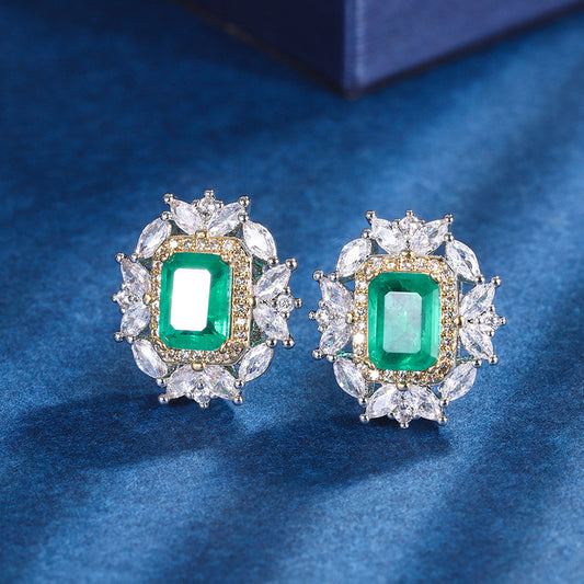 Emerald similant cubic zirconia earrings
