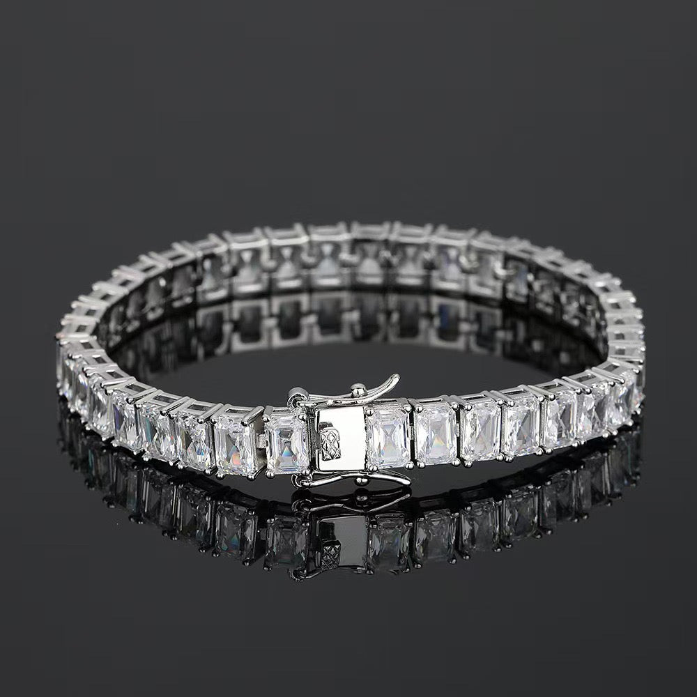 Square princess cut cubic zirconia tennis bracelet