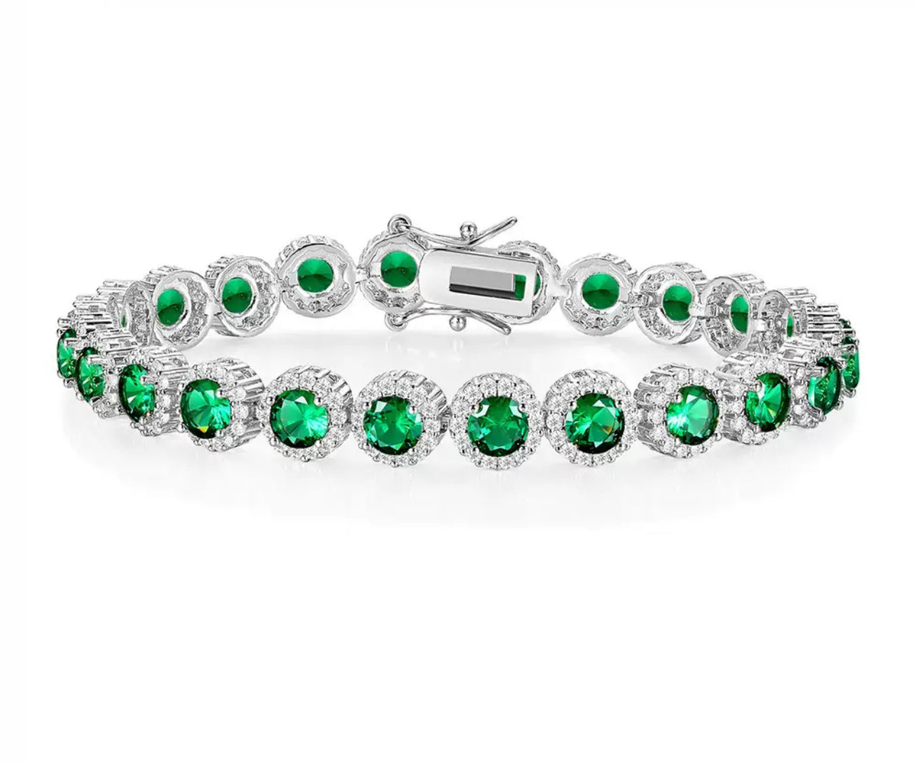 Similant emerald diamond tennis bracelet