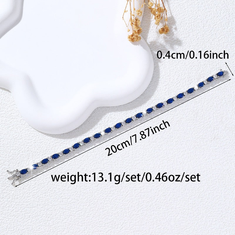 Oval cubic zirconia tennis bracelet