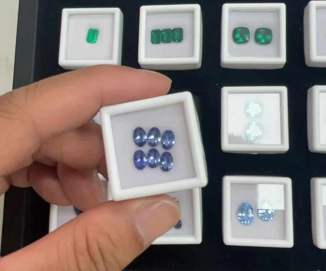Custom cut lab created sapphire baguette cut