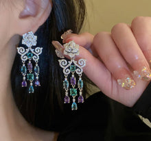 Load image into Gallery viewer, Rose butterfly pendant and chandeliers earring
