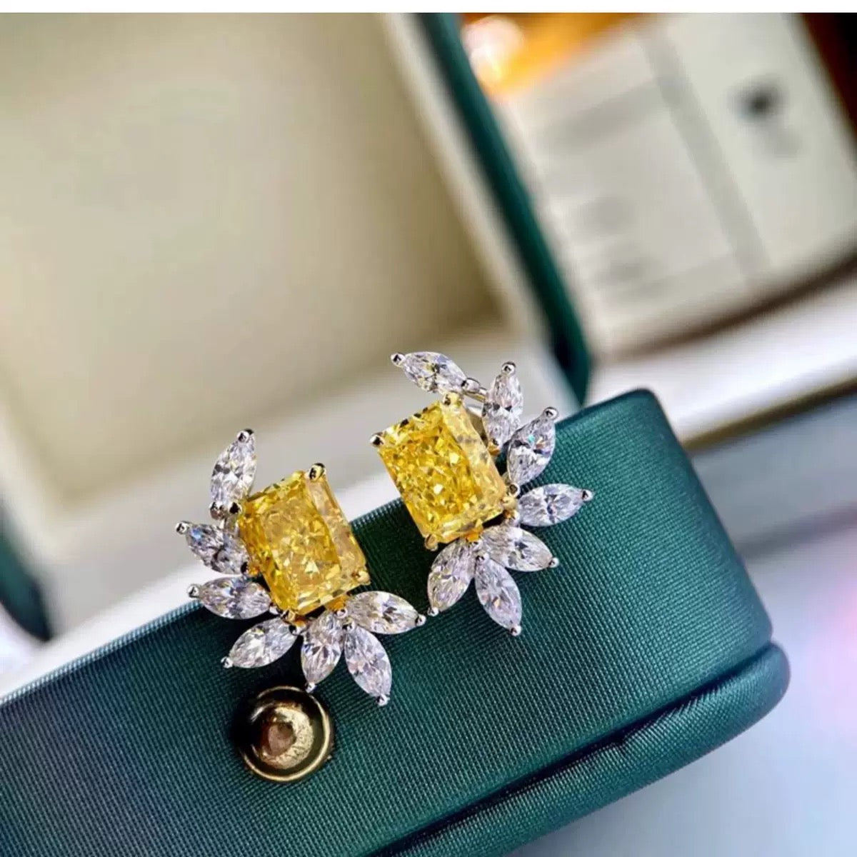 Simulant Emerald, Pink, Citrine Earring Studs