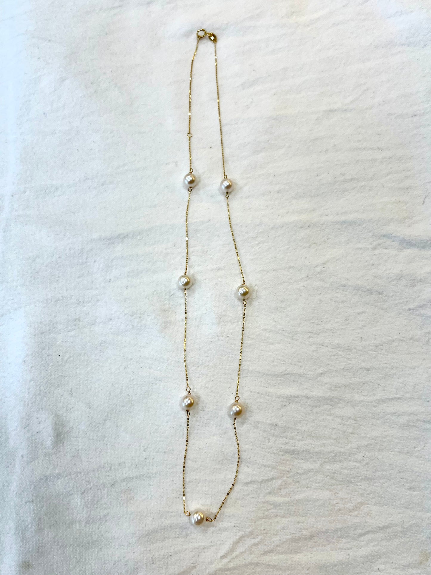 Freshwater Pearl station necklace in 10k yellow gold