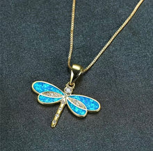 Load image into Gallery viewer, Enamel gold plated dragonfly necklace with box chain .
