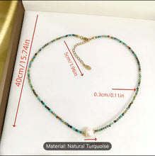 Load image into Gallery viewer, Natural turquoise freshwater pearl becklace
