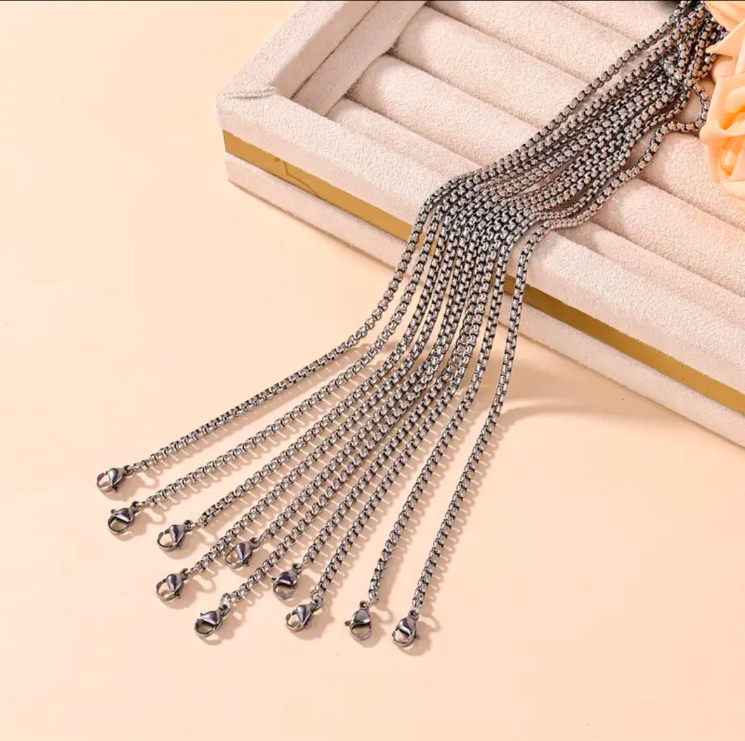 Stainless steel square pearl box chain