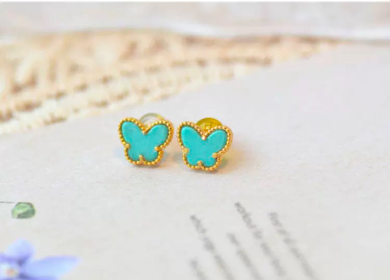 Natural turquoise butterfly earring studs