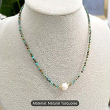 Load image into Gallery viewer, Natural turquoise freshwater pearl becklace
