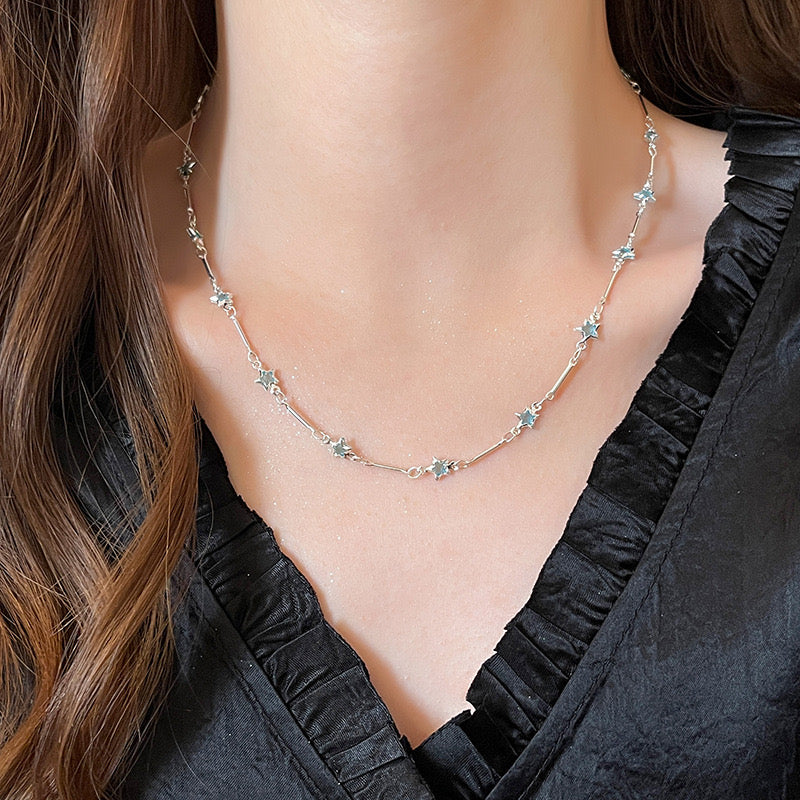 Light blue crystal station necklace