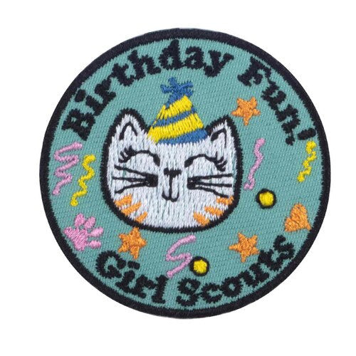 Birthday Fun Cat Iron-On Patch