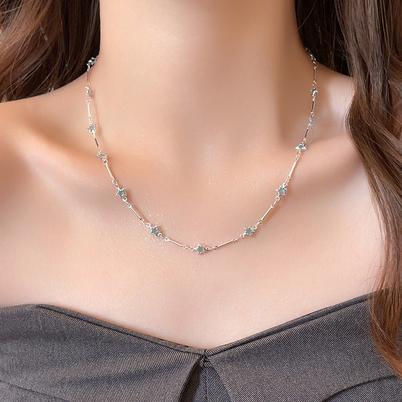 Light blue crystal station necklace