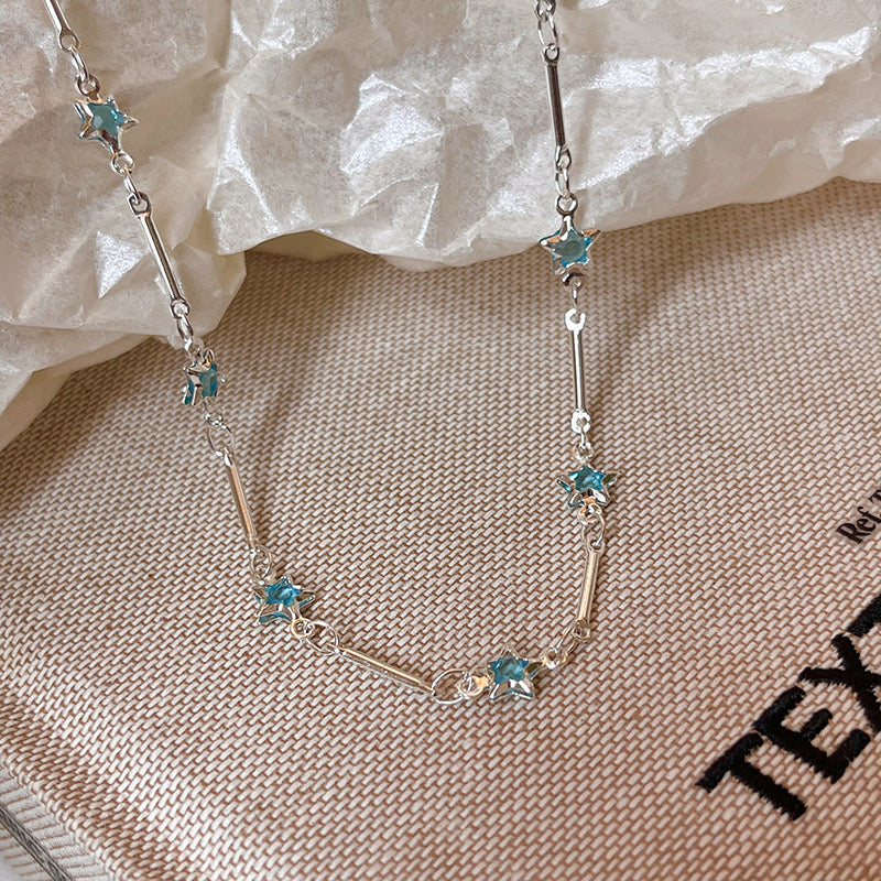 Light blue crystal station necklace