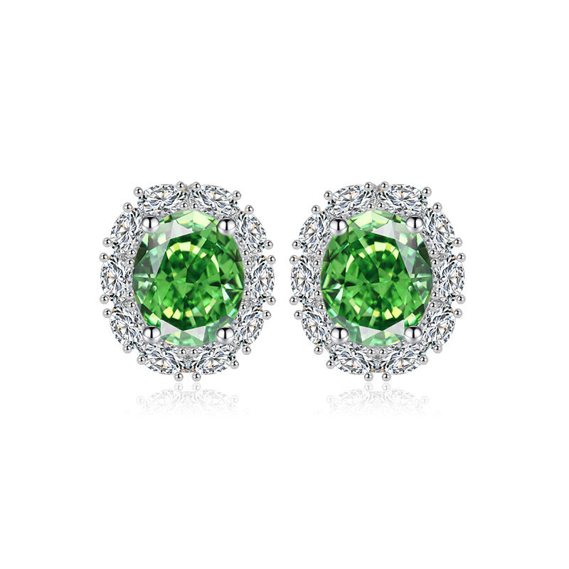 Halo cubic zirconia earrings with sterling silver post