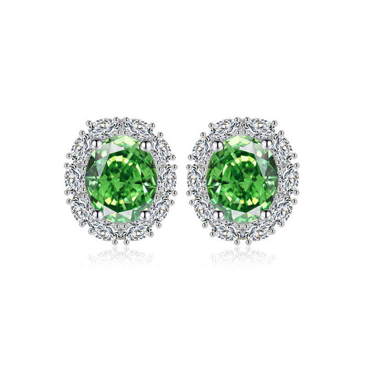 Halo cubic zirconia earrings with sterling silver post