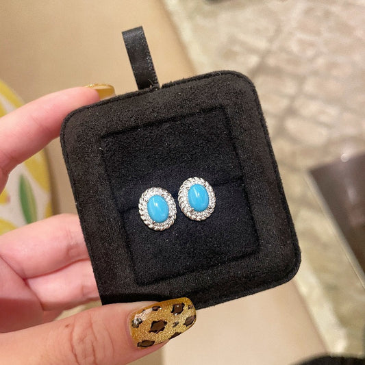 Synthetic turquoise cubic zirconia earrings