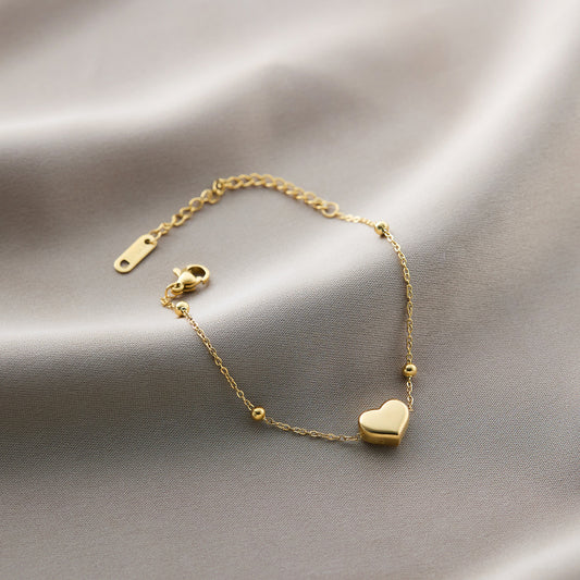 Heart ball bracelet in gold plated