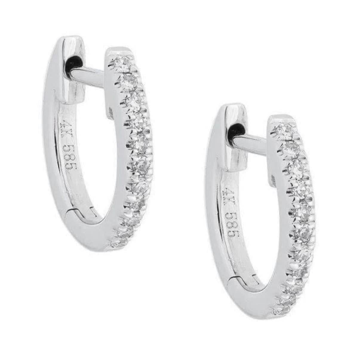 14 karat gold 12 mm natural diamond Huggies