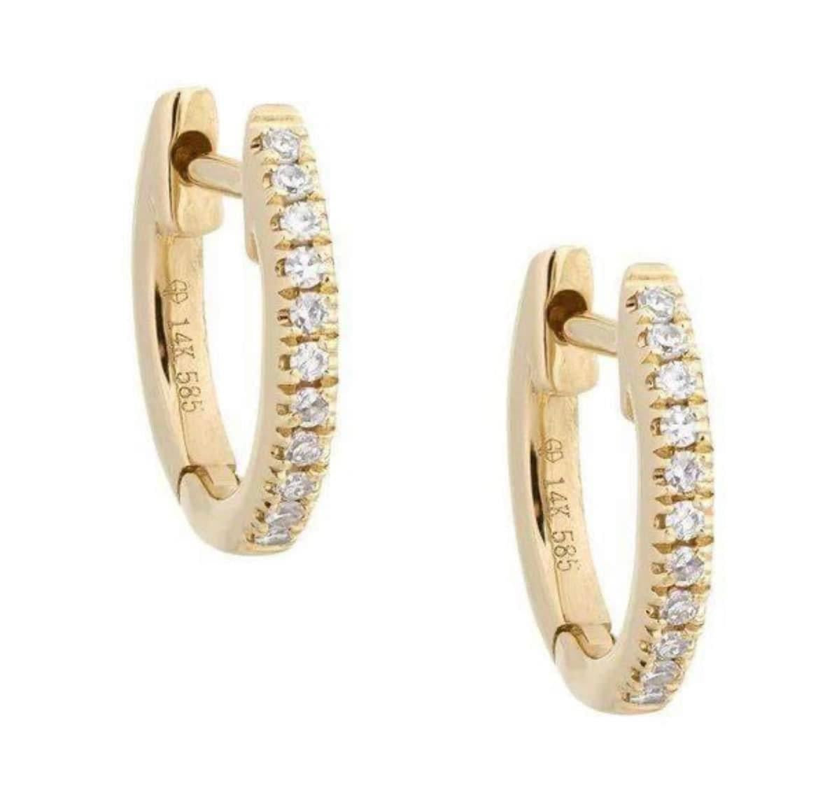 14 karat gold 12 mm natural diamond Huggies