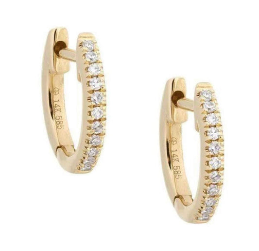 14 karat gold 12 mm natural diamond Huggies