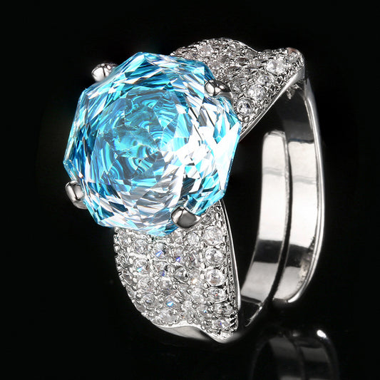 Stunning crystal ( tourmaline like ) cubic zirconia 18k gold plated ring