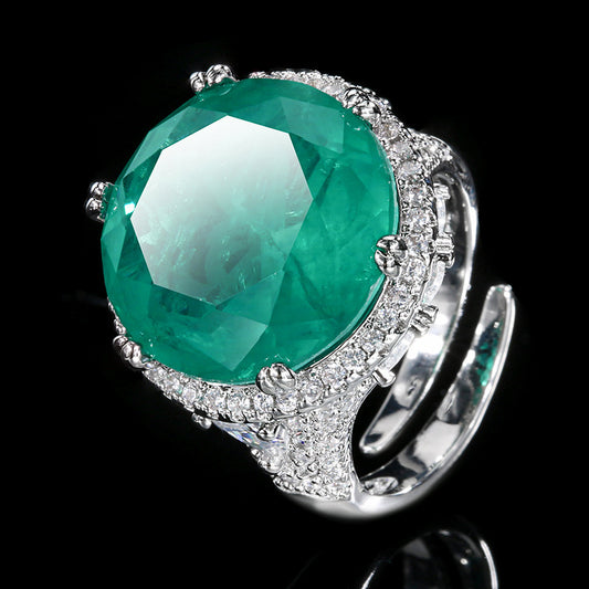 Stunning synthetic sapphire crystal ring 18k gold plated