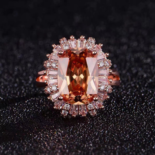 Champagne cubic zirconia 18k rose gold plated ring