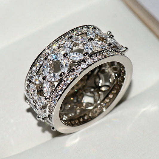 12 mm wide marquise cubic zirconia eternity band