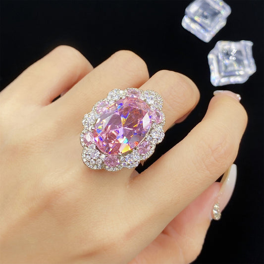 Pink Ice oval cubic zirconia ring