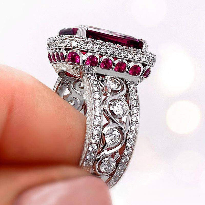 Red Crystal cubic zirconia ring