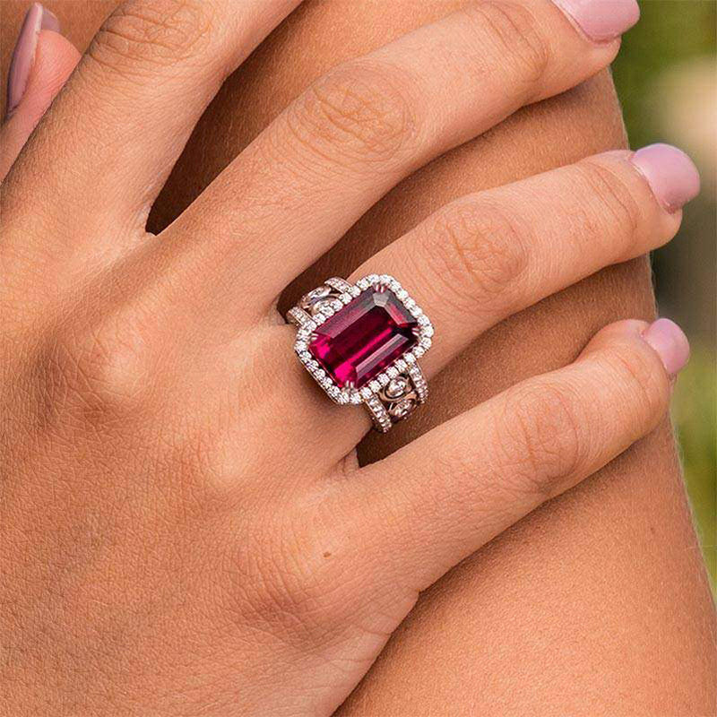 Red Crystal cubic zirconia ring