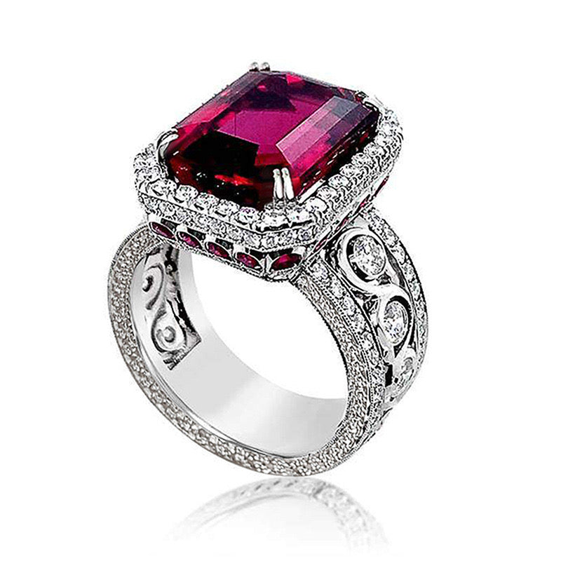 Red Crystal cubic zirconia ring