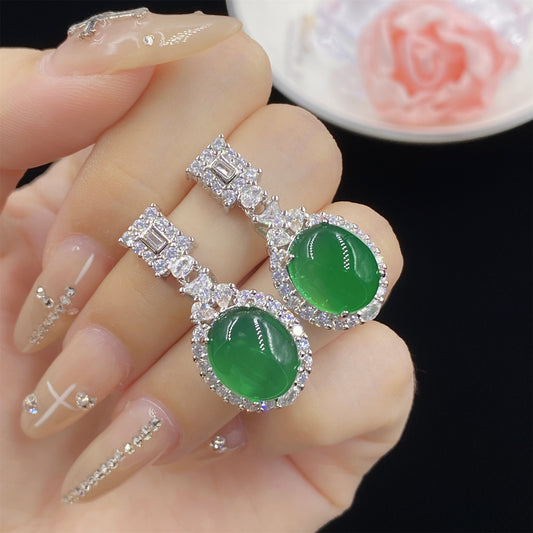 Chalcedony cubic zirconia earrings