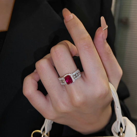 Synthetic Ruby cubic zirconia ring