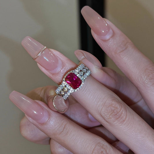 Synthetic Ruby cubic zirconia ring