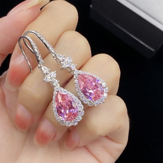 Pink crystal cubic zirconia earring