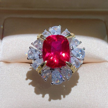 Imitation red Ruby cubic zirconia ring