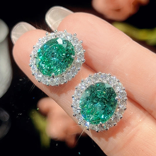 Green crystal cubic zirconia earrings only
