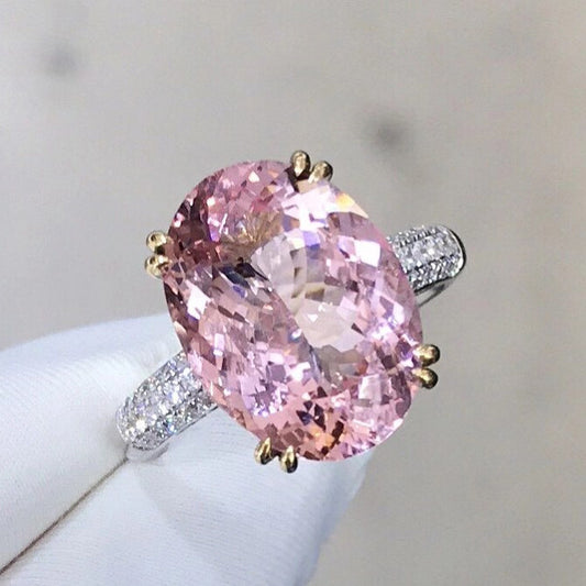 Pink crystal cubic zirconia white gold plated ring